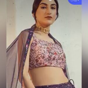 NWT Samant Chauhan X Indya Pink Floral Beaded Crop Top size XL
